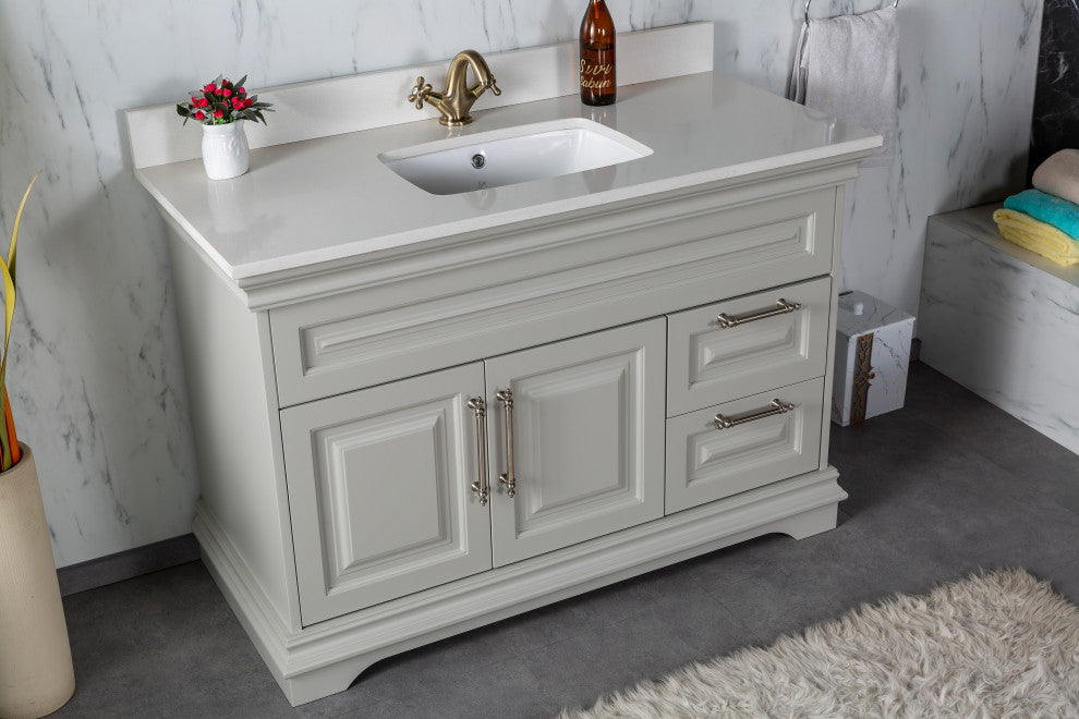 Romana Collection 48" Bathroom Vanity With Sink, Mirror, Countertop, Gray