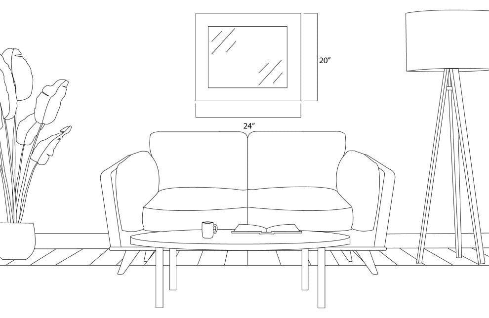 Pendleton Framed Wall Mirror, Grey Oak, 20" X 24"
