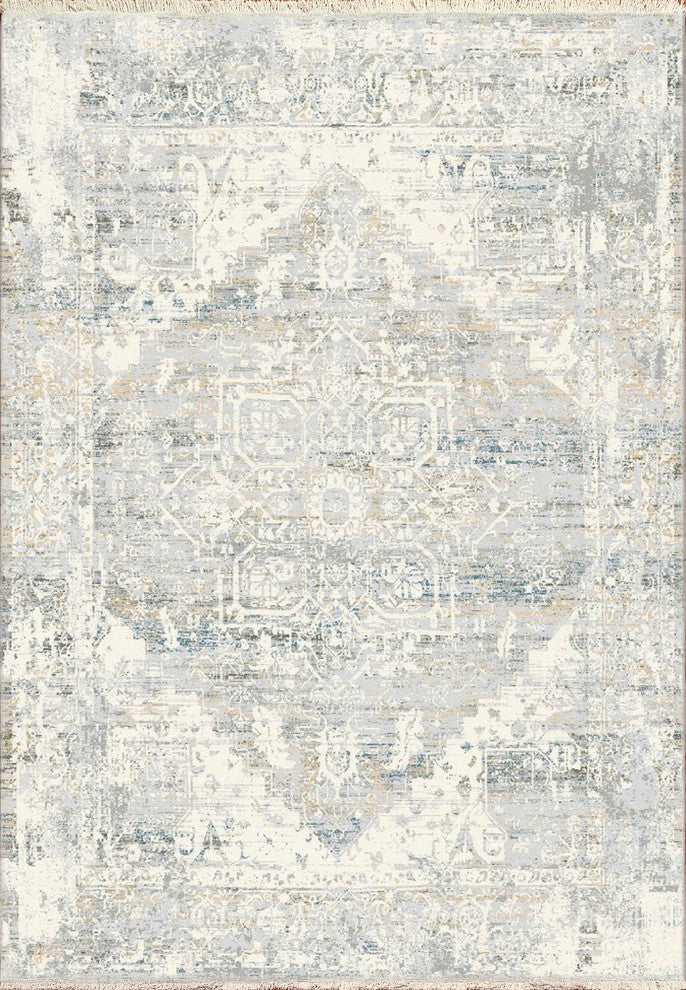 Eternal Ivory and Blue Area Rug, 4'x5.5'