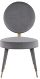 Brandy Velvet Upholstered Dining Chair, Set of 2, Gray