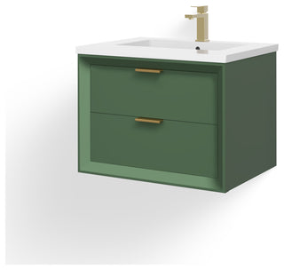 The Sala Bathroom Vanity, Green, 24", Single Sink, Wall Mount