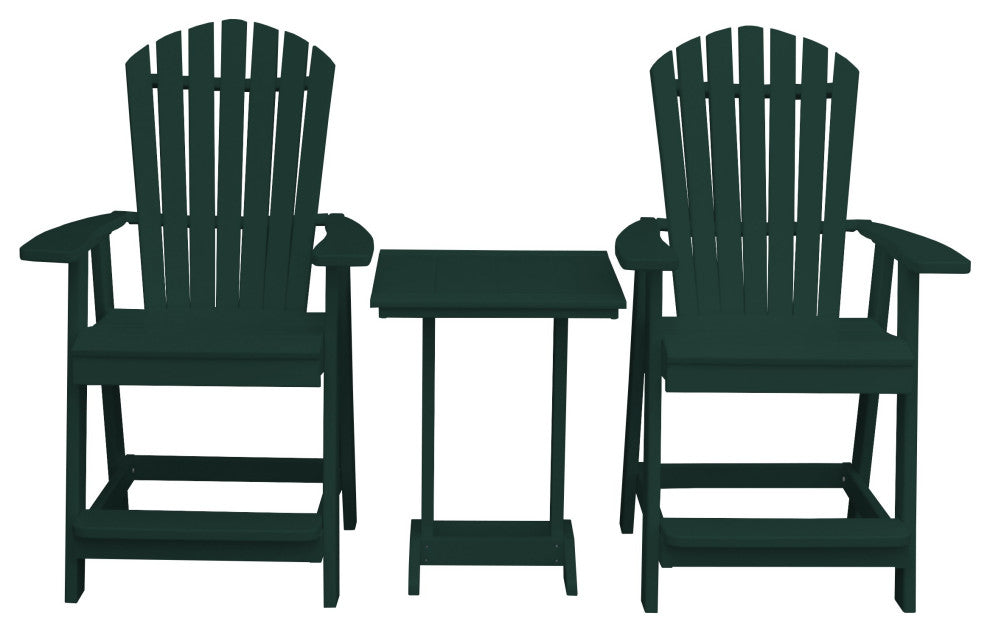 Poly Lumber Adirondack Chair with Arms, Turf Green, Counter Height