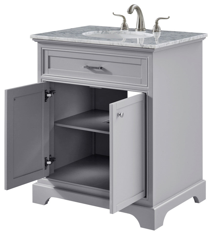 Amber Single Bathroom Vanity, Blue, Light Grey, 30"