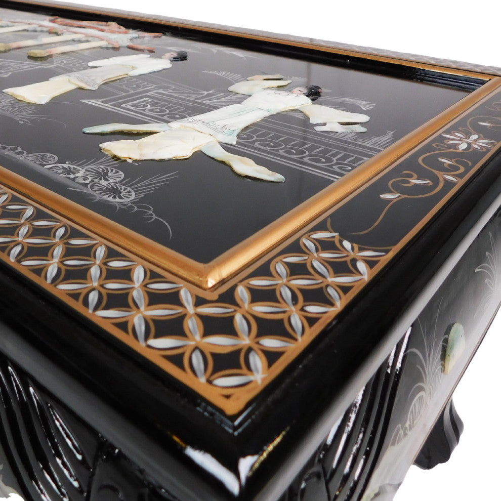 Ball and Claw Lacquer Mother of Pearl Inlaid Dragon Coffee Table