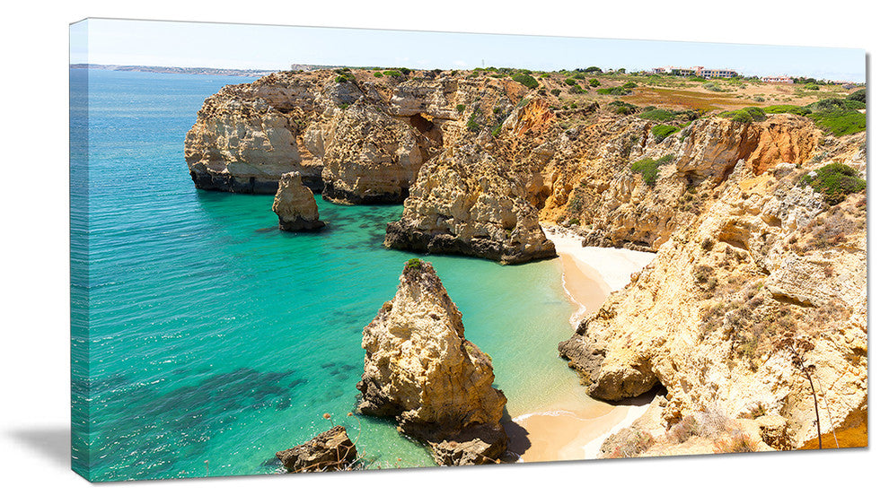 "Rocky and Rough Portugal Bay" Seashore Wall Art, 60"x28", 1 Panel