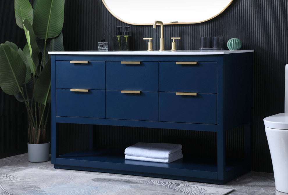 Louie 54" SIngle Bathroom Vanity, Blue