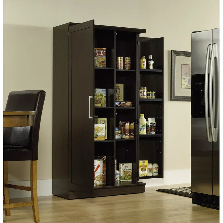 Transitional Storage Cabinet, Frame Paneled Doors With Metal Handles, Dakota Oak