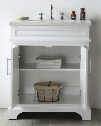 30" Wood Sink Vanity With Quartz Top-No Faucet
