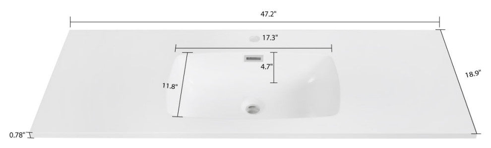 48" Solid Surface Resin Streamline K-1708-48 Vanity Top