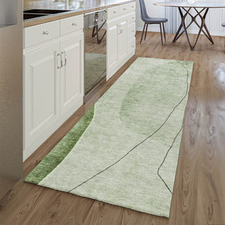 Premium Machine Washable Mayfield AMF696 Green 2'3" x 7'6" Runner Rug