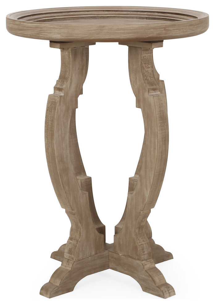 Ridge French Country Accent Table With Round Top, Natural
