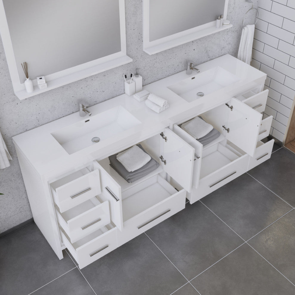 Sortino 84" Bathroom Vanity, Double Sink, White