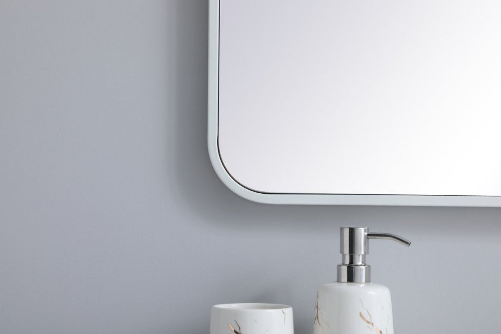 Elegant Decor MR802740WH Soft Corner Metal Rectangular Mirror, 27"x40"