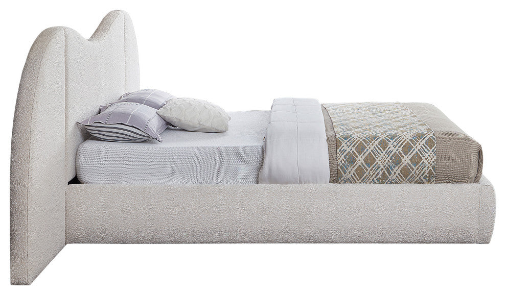 Everest Upholstered Bed, Cream, King, Boucle Fabric