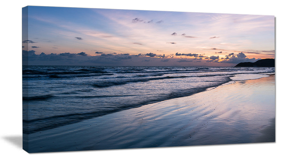 "Blue Sunset Sea Waves Thailand" Oversized Beach Wall Art, 40"x20"