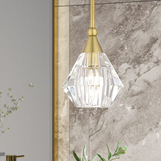 Brussels 1-Light Natural Brass Crystal Single Pendant