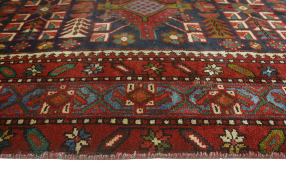 Fine Vintage Distressed Saeger Navy/Red Runner, 3'5x14'6