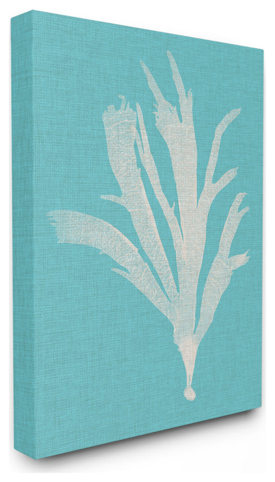 Coral Seaweed Cyan White Beach Design, 30"x40", Canvas Art