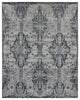 Ash Gray Jewellery Design Half Wool and Half Silk Hand Knotted Rug 7'10"x10'
