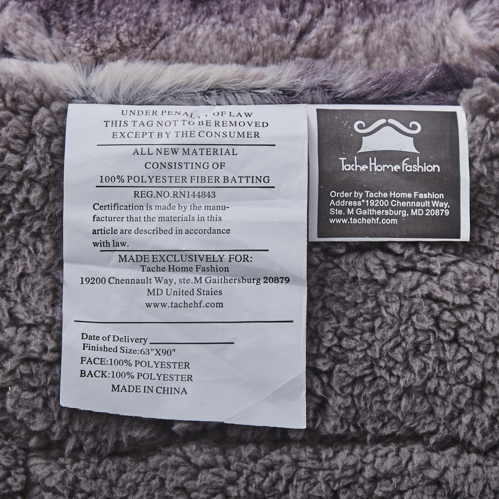 Tache Luxurious Black Striped Faux Fur Throw Blanket, 90"x90"