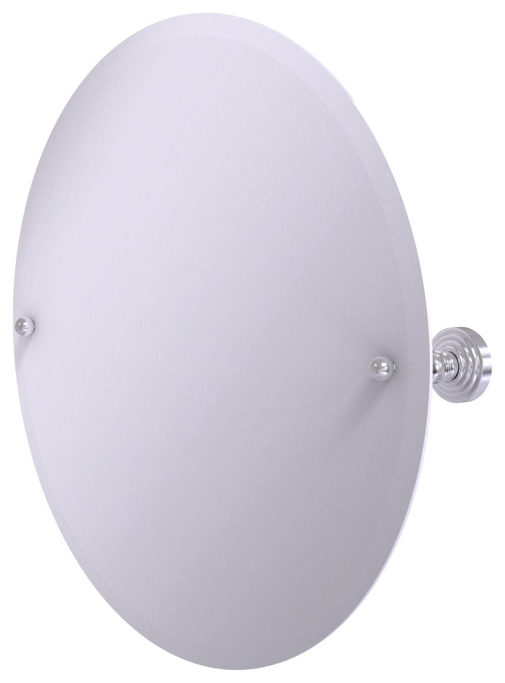 Frameless Round Beveled Edge Tilt Mirror, Satin Chrome