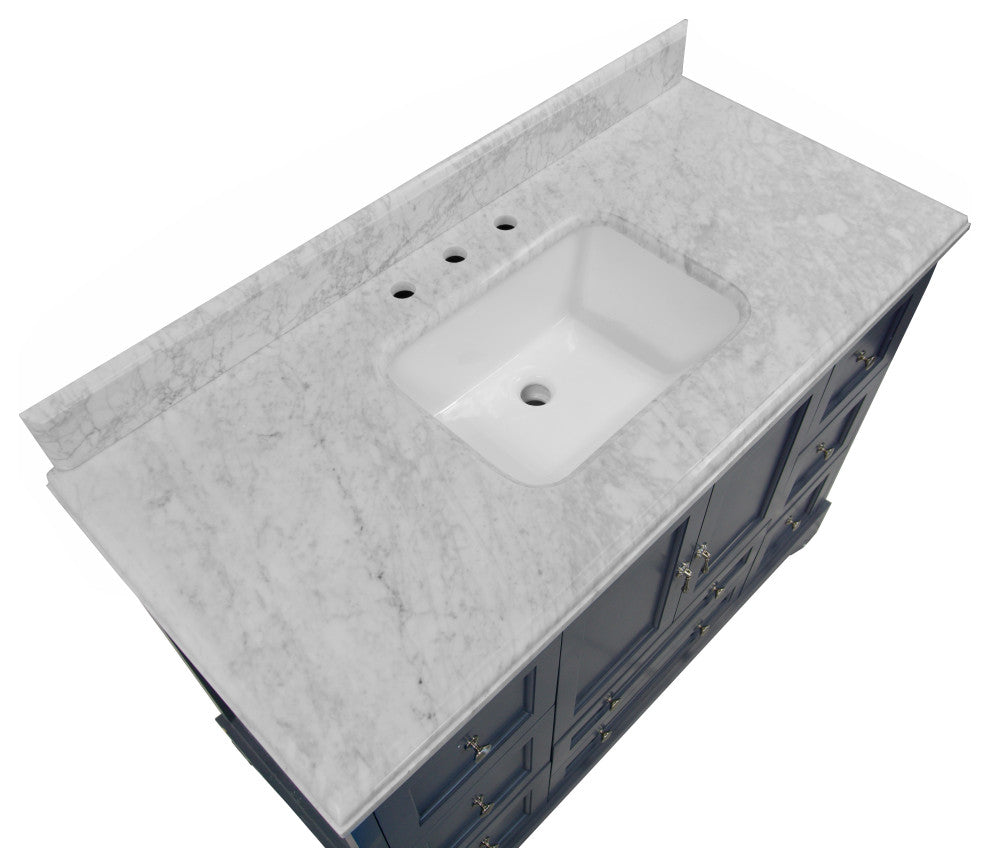 Madison 48" Bathroom Vanity, Marine Gray, Carrara Marble