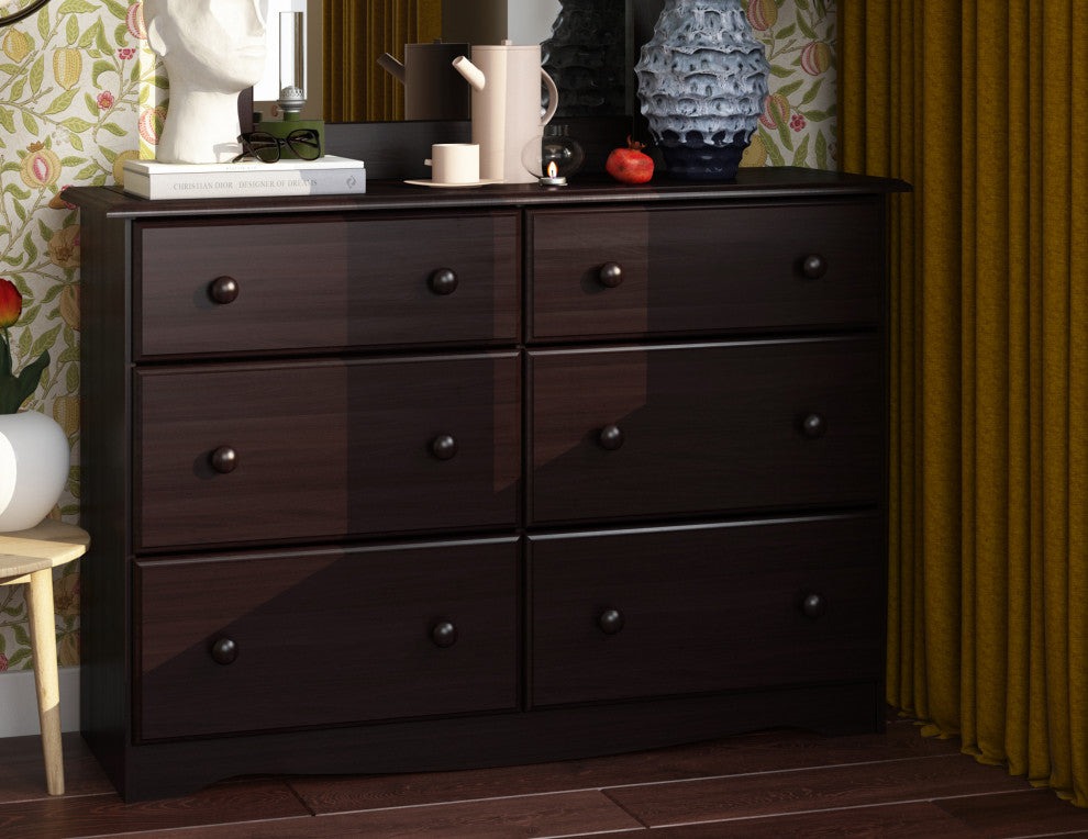 100% Solid Wood Double Dresser, Java