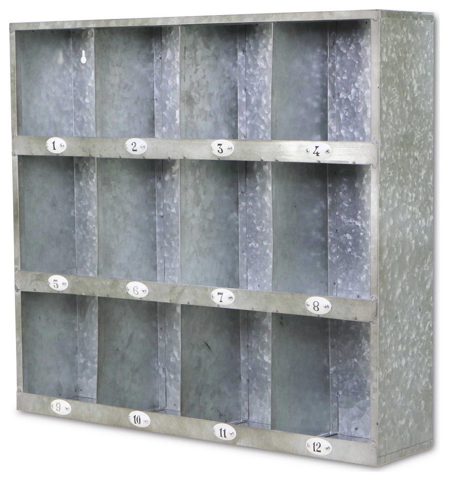 Nine Slot Galvanized Metal Open Wall Cabinet