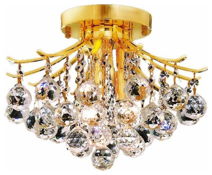 Elegant Lighting Toureg 3-Light Flush Mount, Gold, Royal Cut
