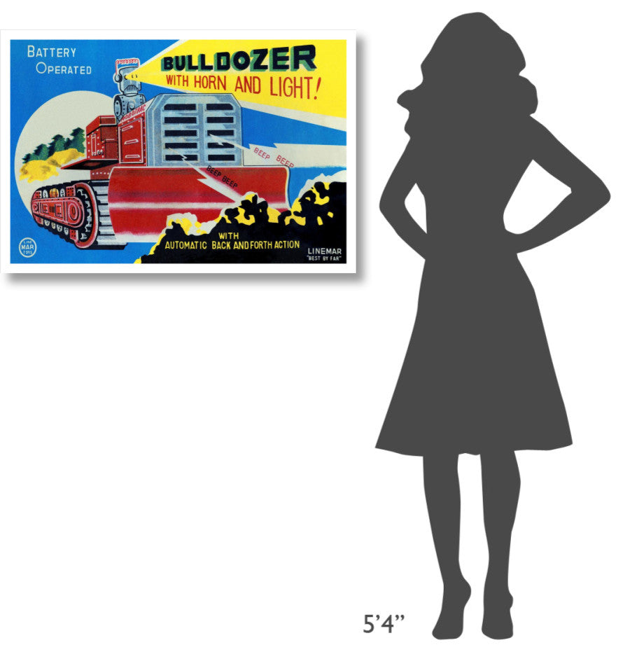 "Battery Operated Bulldozer with Horn and Light" Print by Retrotrans, 38"x26"