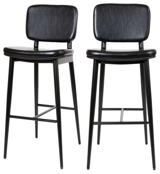 Kenzie Commercial Grade Mid-Back Barstools - Black LeatherSoft Upholstery -...