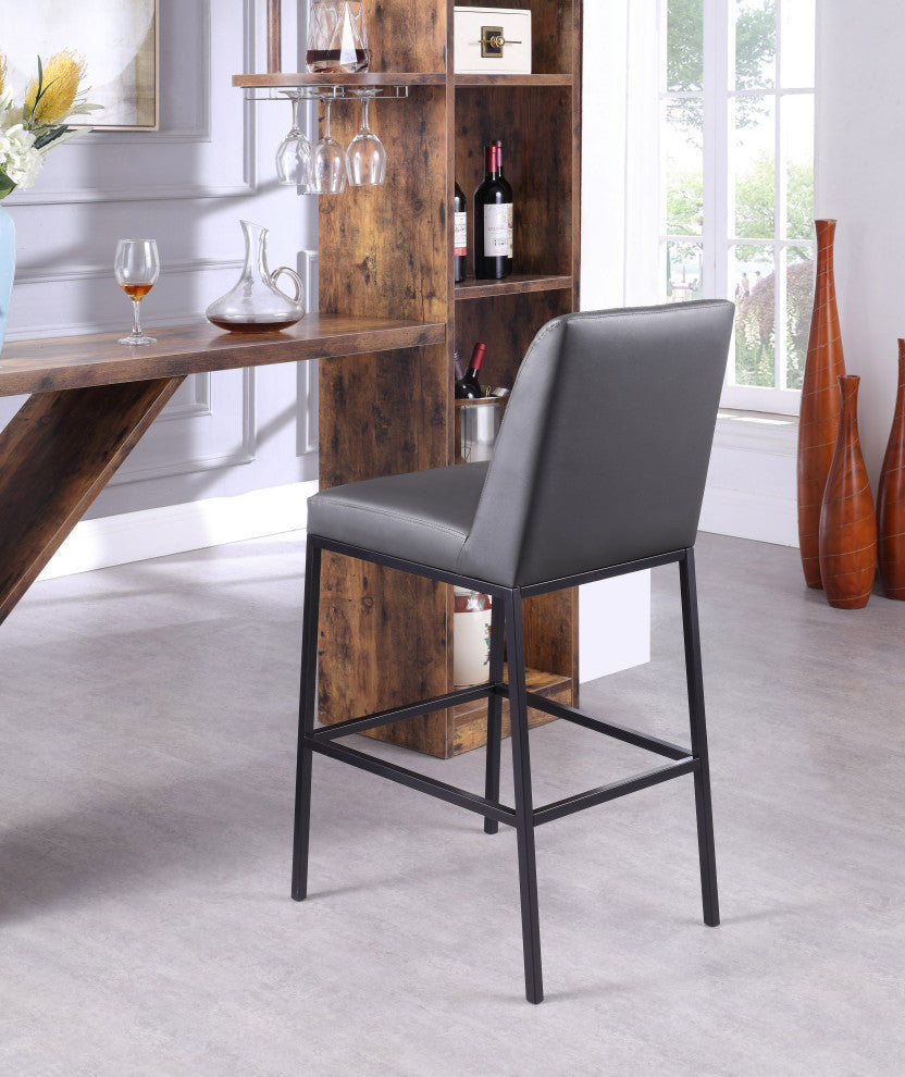 Bryce Faux Leather Upholstered Bar Stool, Set of 2, Gray