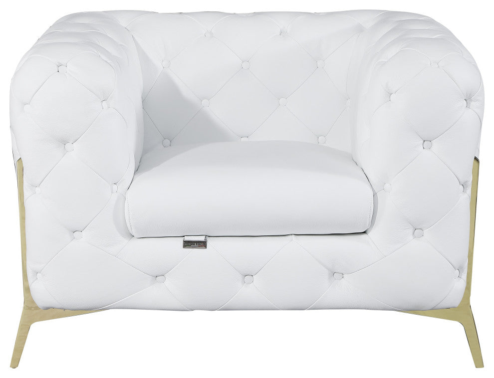 Angelica Italian Leather 2 Chair Set, White