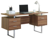 Computer Desk Home Office Laptop Storage Drawers 60"L Work Metal Walnut