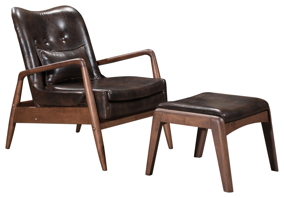 Bully Lounge Chair and Ottoman Brown