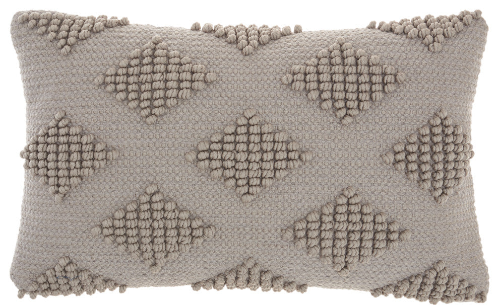 Mina Victory GC103 Throw Pillow, Light Grey, 12"X20"
