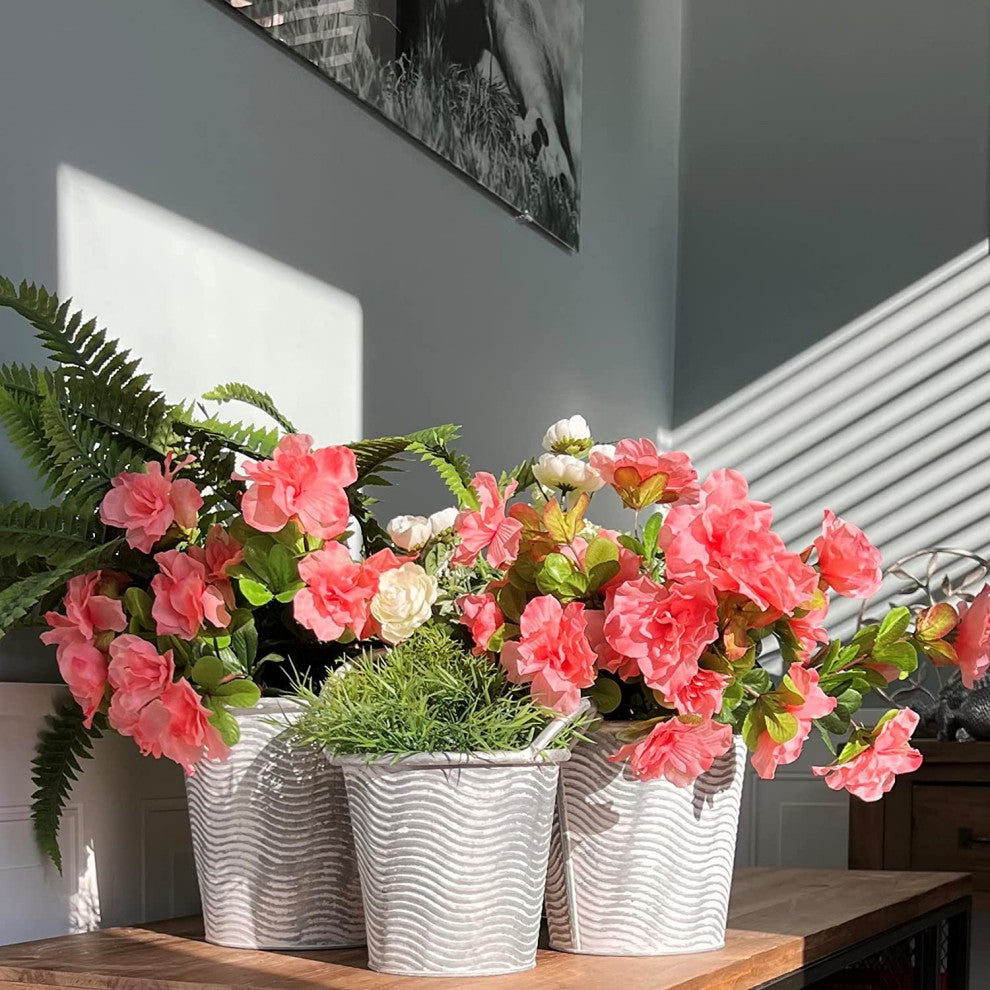 3 Piece Corrugated Wave Planter Set