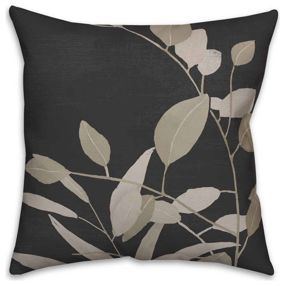 Black and White Greenery II 18"x18" Spun Poly Pillow