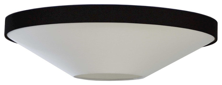 4 Light Incandescent Flush Mount, Matte Black with Black and White Shade