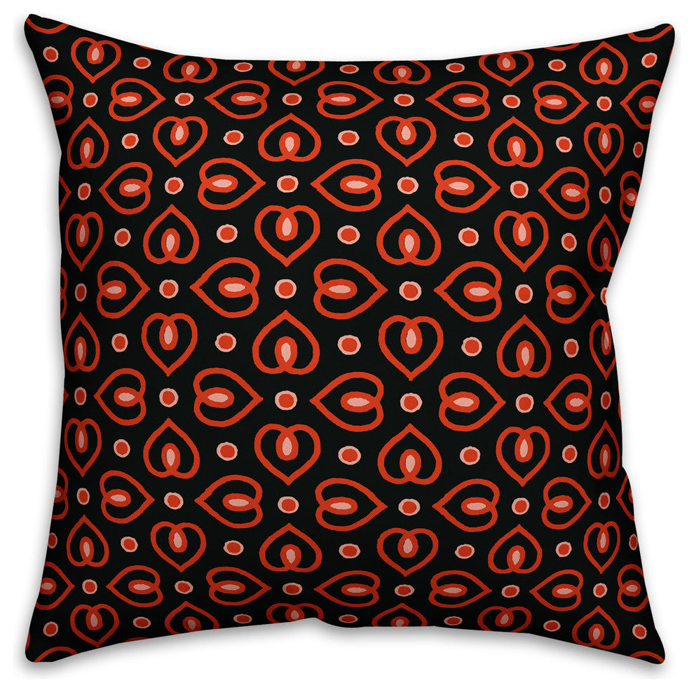 Heart Pattern, Red Throw Pillow Cover, 18"x18"