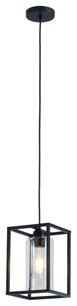 1-Light Rectangular Clear Glass Shade Pendant Lighting Chandelier