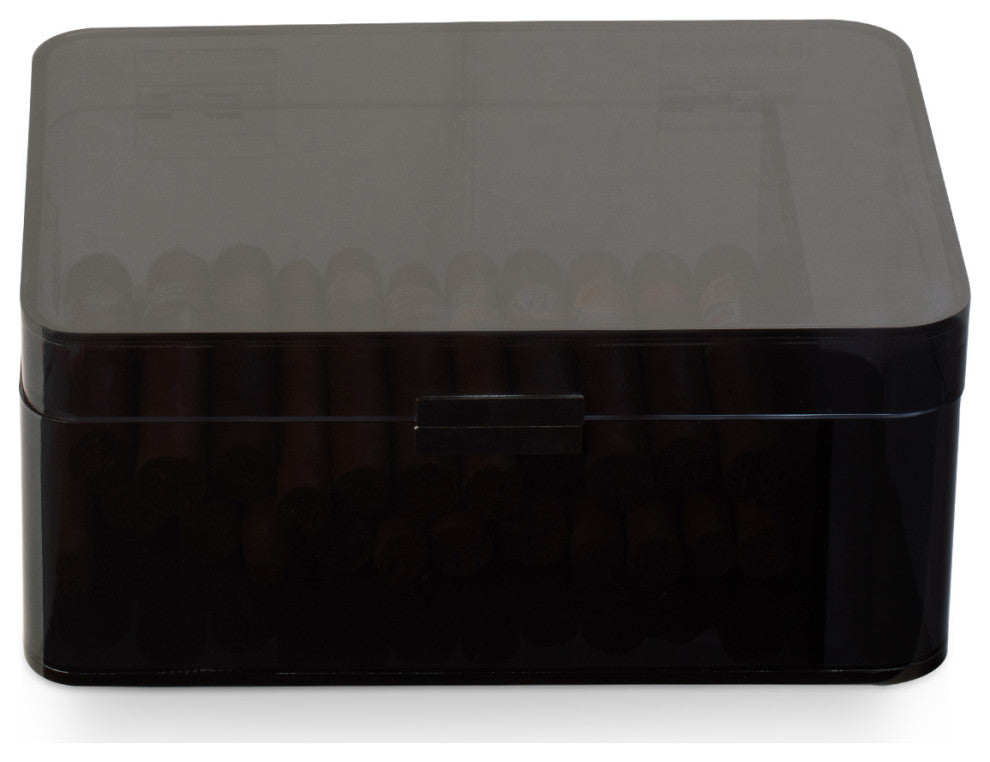 Black Acrylic Humidor For 60 Cigar, Magnetic Closure