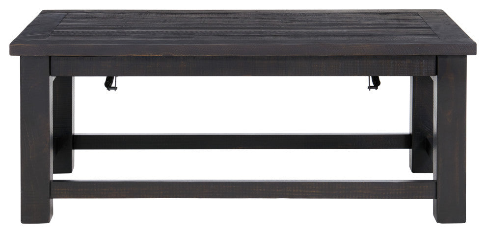 Space Saver Solid Wood Lift Top Coffee Table, Black Coffee