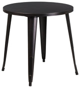 Commercial Grade 30" Round Black-Antique Gold Metal Indoor-Outdoor Table
