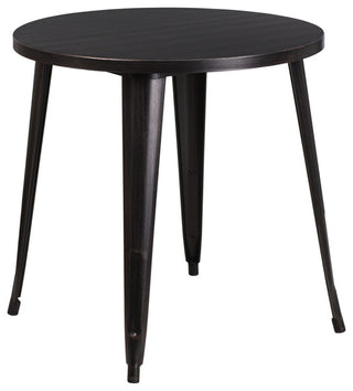 Commercial Grade 30" Round Black-Antique Gold Metal Indoor-Outdoor Table