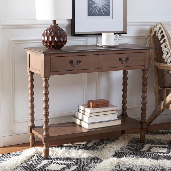Safavieh Athena 2 Drawer Console Table, Brown
