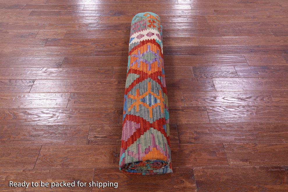 Wool On Wool Flat Weave Kilim Reversible Rug 8' 10" X 9' 6" - Q12542
