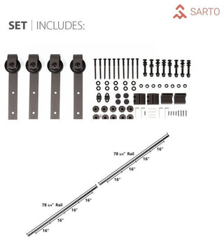 Planum 2102 Double Barn Doors 48 x 96, White Silk and Hardware 13FT