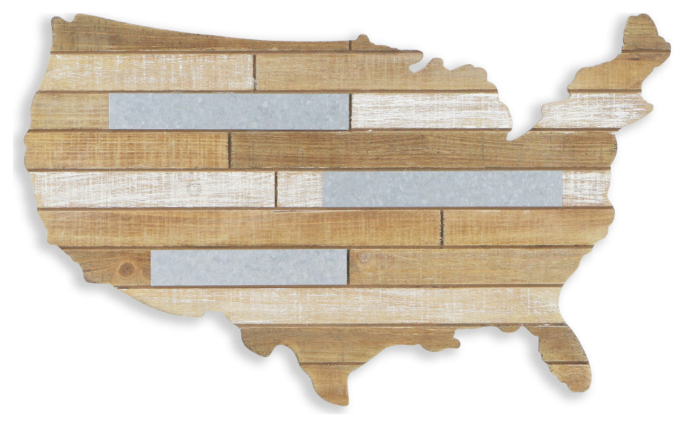 Wall Hanging Mixed Media Wood And Metal Usa Wall Art