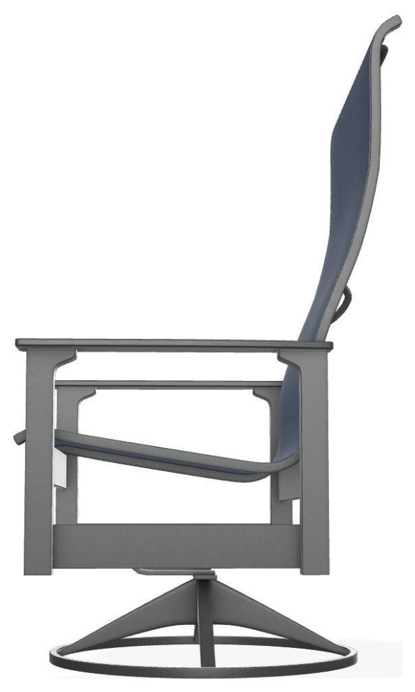 Leeward Sling Outdoor Swivel Rocker, Mavi/Graphite